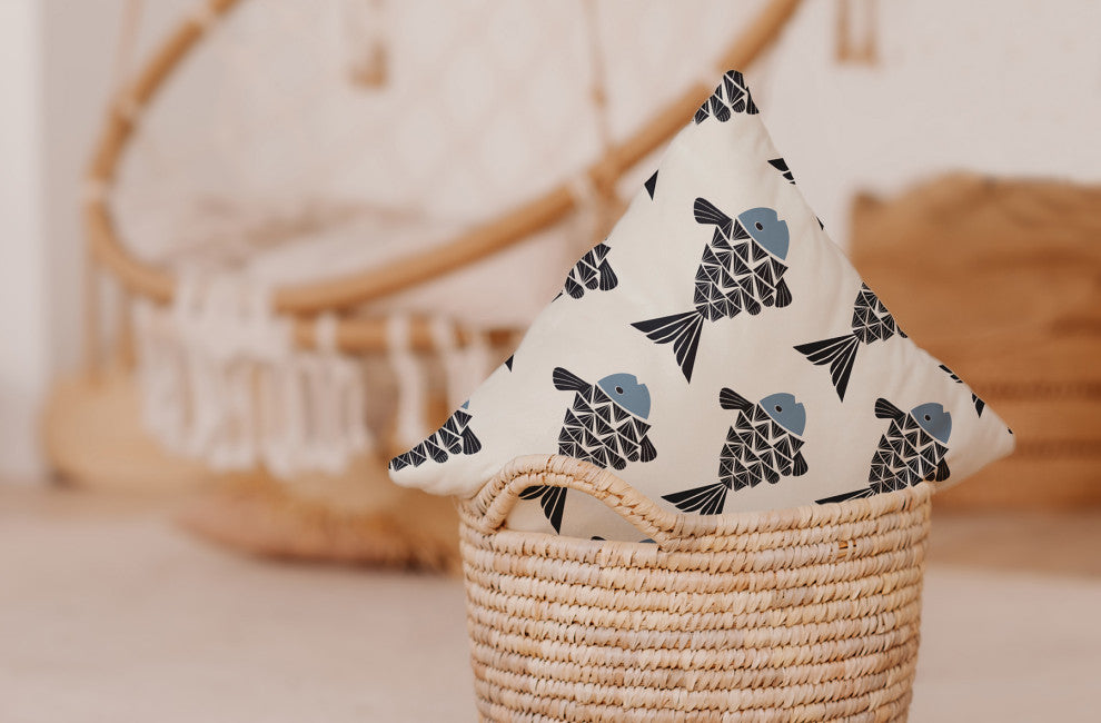 20x20" Gus Nautical Decorative Indoor Pillow, Shark Blue