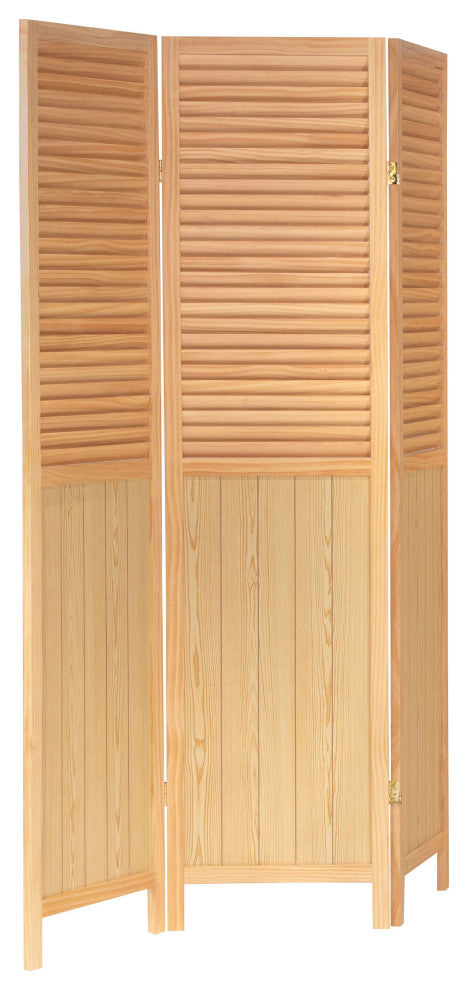 6' Tall Louvered Beadboard Room, Natural, 3 Panel