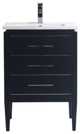 Grace 24" Single Bathroom Vanity Set, Black With Chrome Trim