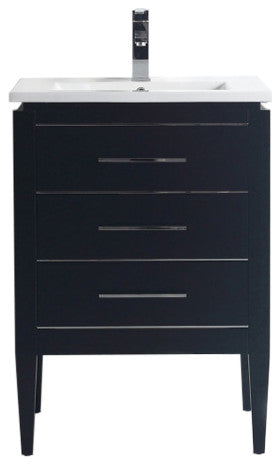 Grace 24" Single Bathroom Vanity Set, Black With Chrome Trim