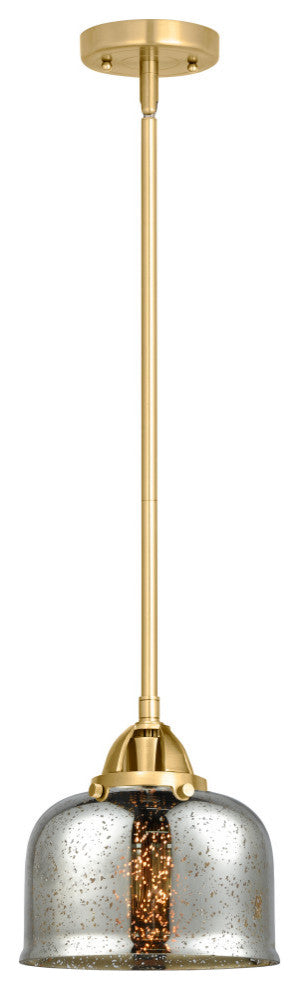 Large Bell Mini Pendant, Satin Gold, Silver Plated Mercury