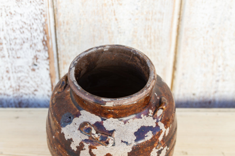 Aged Stoneware Burmese Food Jar