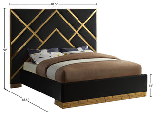 Vector Upholstered Bed, Black, Queen, Velvet
