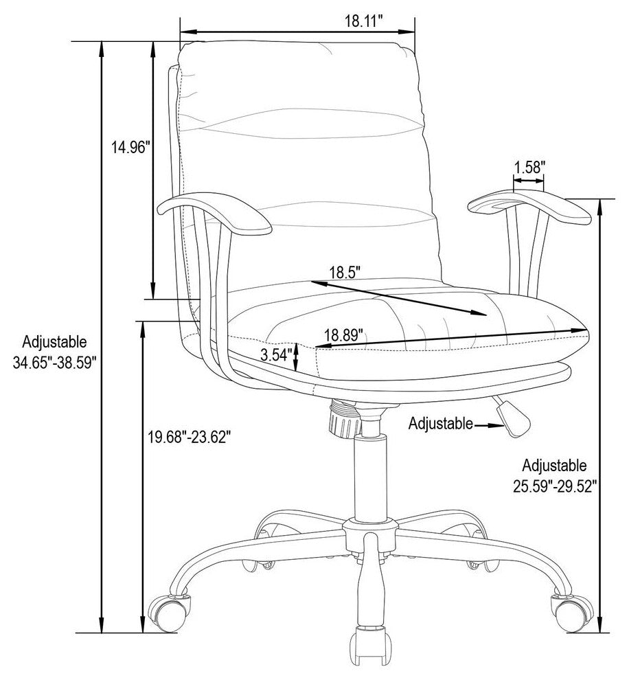 LeisureMod RO19GRL Regina Modern Titanium Grey Executive Leather Office Chair