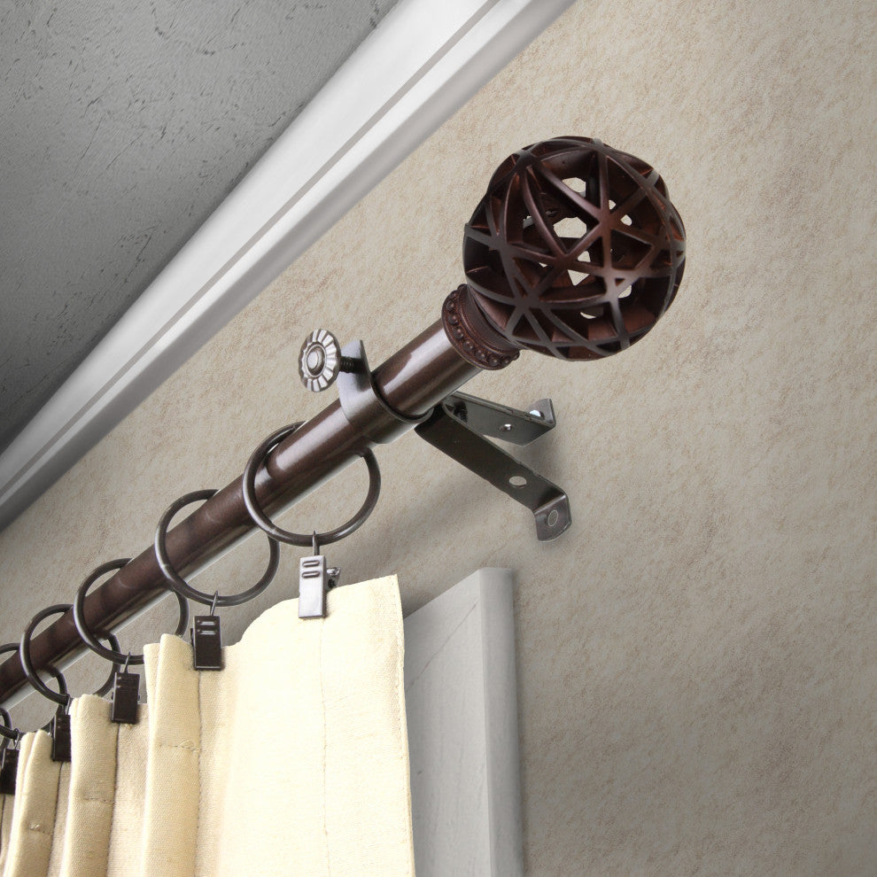 Arabella 13/16" Diameter Curtain Rod, Cocoa, 18-28"