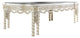 Benzara BM266457 Dining Table With Gold Trim Accent, Antique White