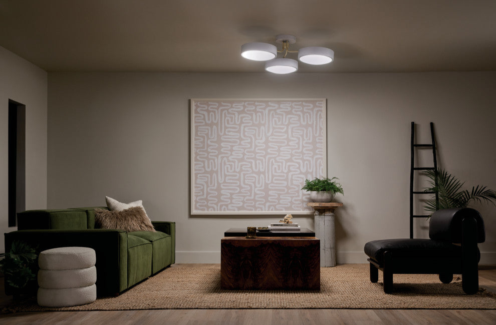 Sago 3 Light Semi Flush Light, White