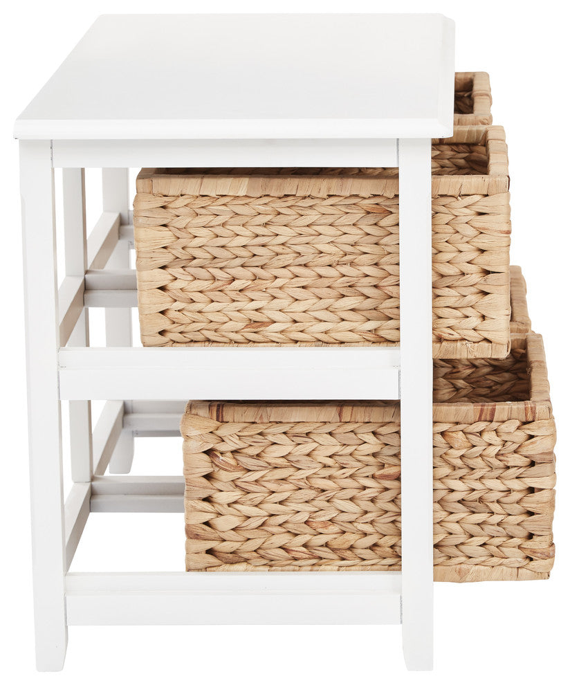 Seabrook Two-Tier Storage Unit With White Finish and Natural Baskets