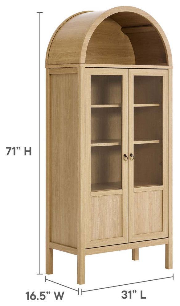 Tessa Tall Storage Display Cabinet - Oak