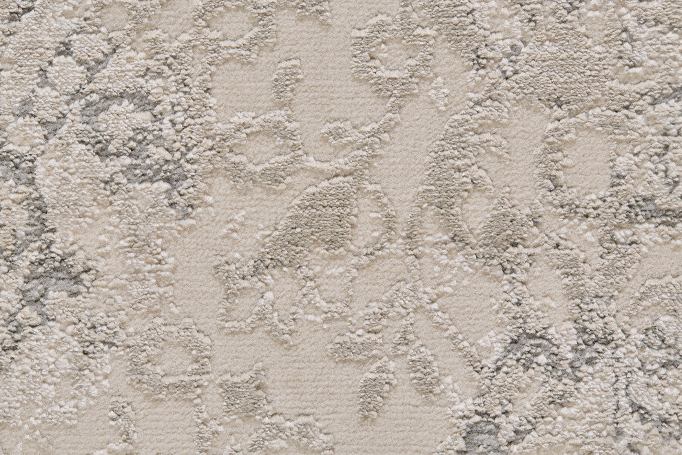 Weave & Wander Alexander Distressed Ornamental Rug, Ivory/Gray, 2'10"x7'10"