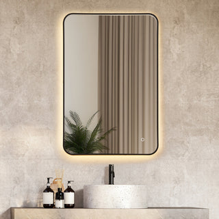 Dazzle Rectangular Bathroom/Vanity LED Lighted Wall Mirror, Matte Black, 24"