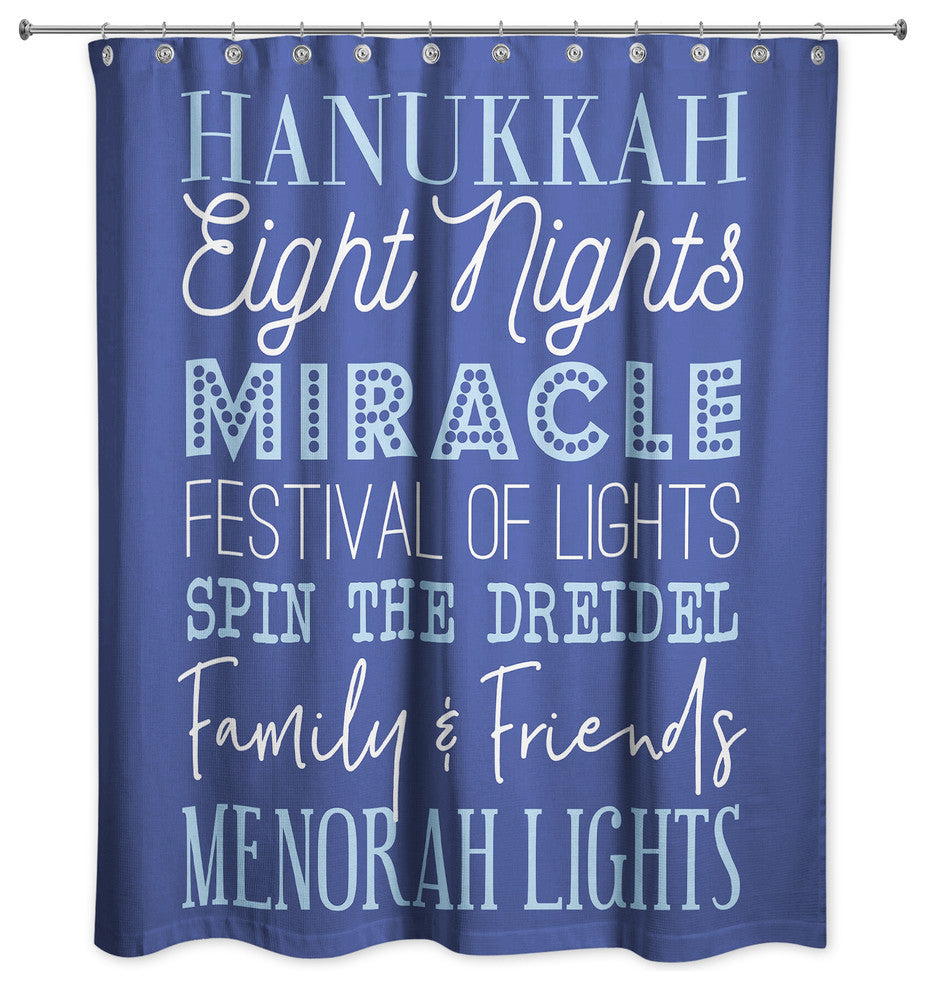 Hanukkah Words Shower Curtain, 71"x74"