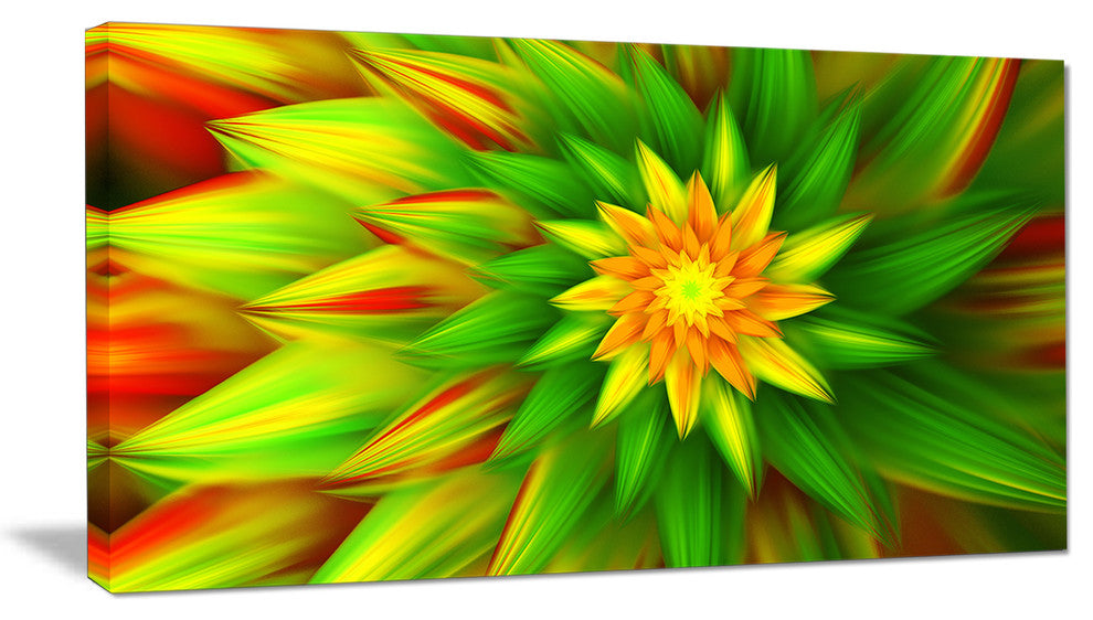 Amazing Dance of Green Petals, Floral Canvas Art Print, 32"x16"