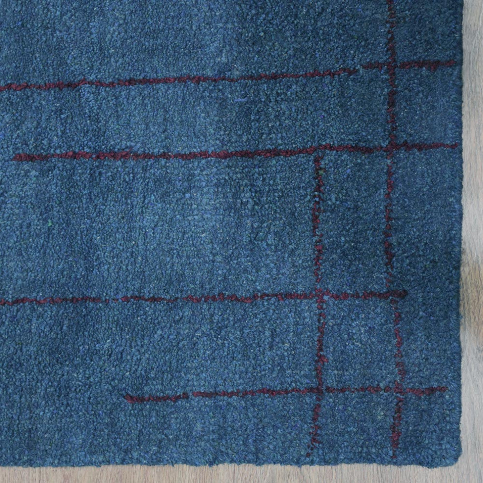 HAND KNOTTED LOOM SILK ECO-FRIENDLY RUGS-5'x8',Rectangle,Blue Red,Contemporary