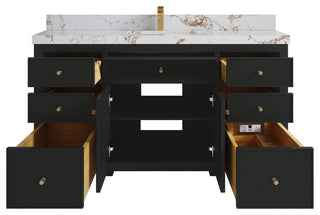 Sonoma 60" Single Sink Bath Vanity in Black Top, 2" Viola Gold
