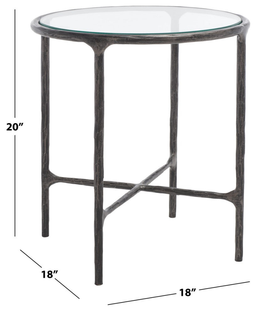 Safavieh Couture Jessa Forged Metal Round End Table, Black