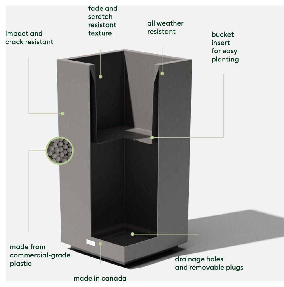 Veradek Block Series Pedestal Planter, Grey, Tall