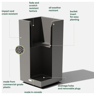 Veradek Block Series Pedestal Planter, Grey, Tall