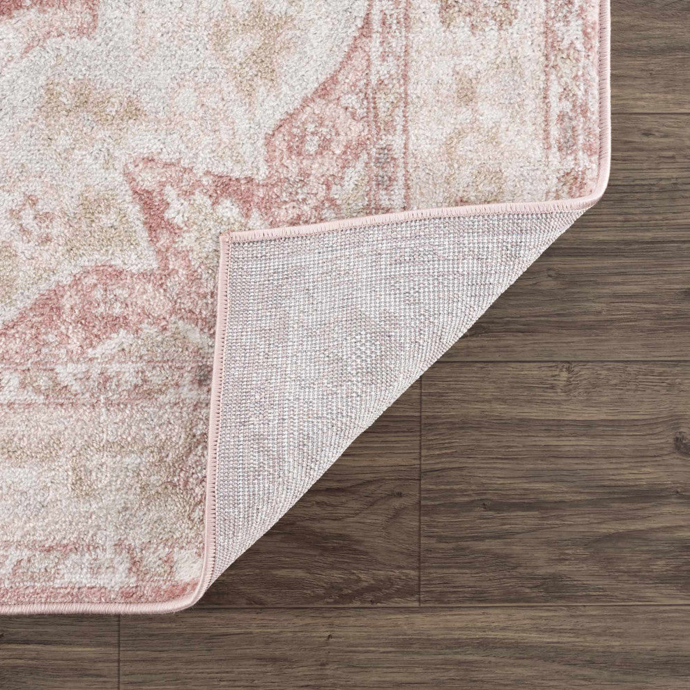 Hauteloom Kandos Area Rug, Plum/Pale Pink/Cream, 5'3"x7'