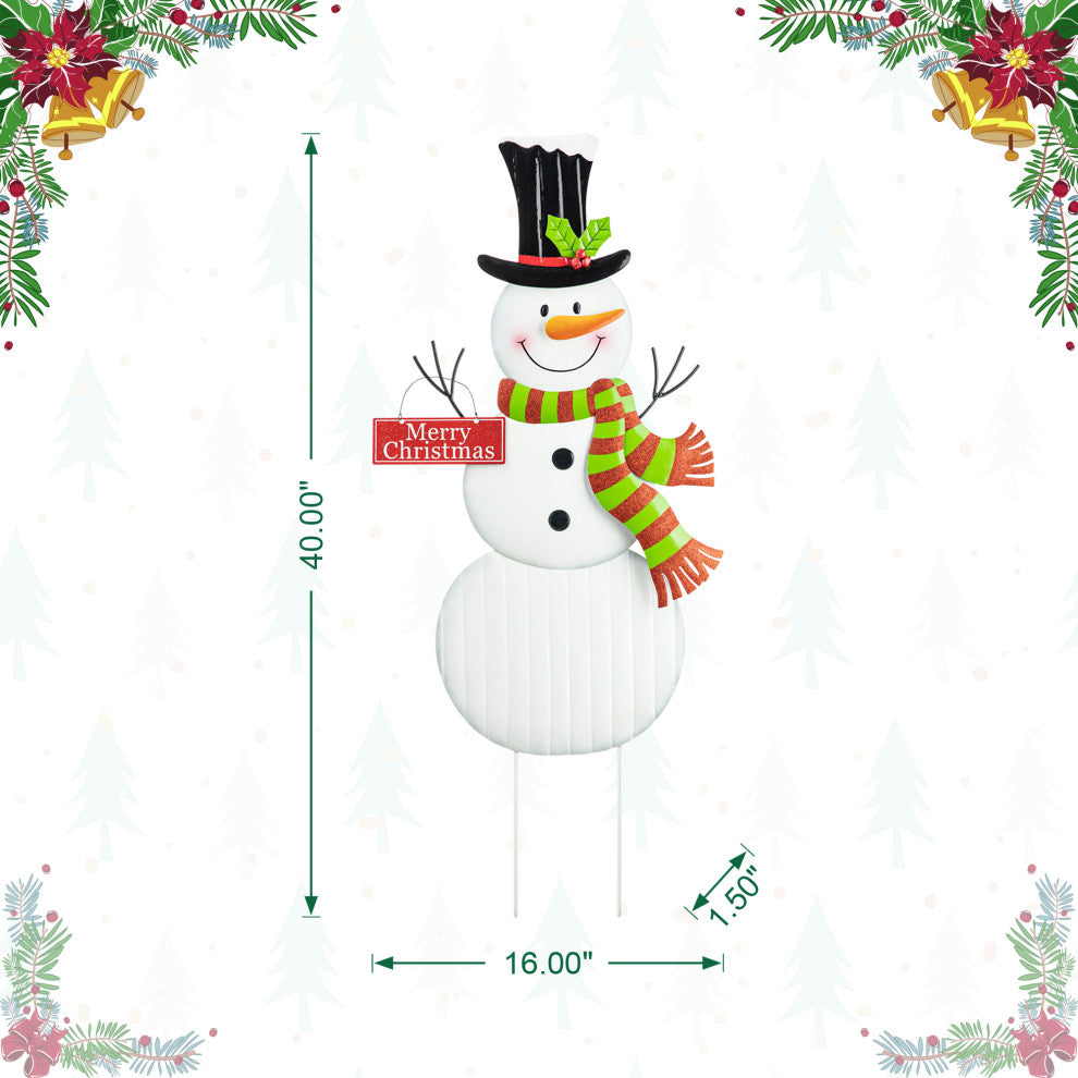 40"H Metal Snowman Yard Stake