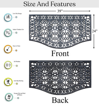 A1HC Large Floor Door Mat, Rubber Grill Drainable Design, Anti Fatigue, 24"x39"