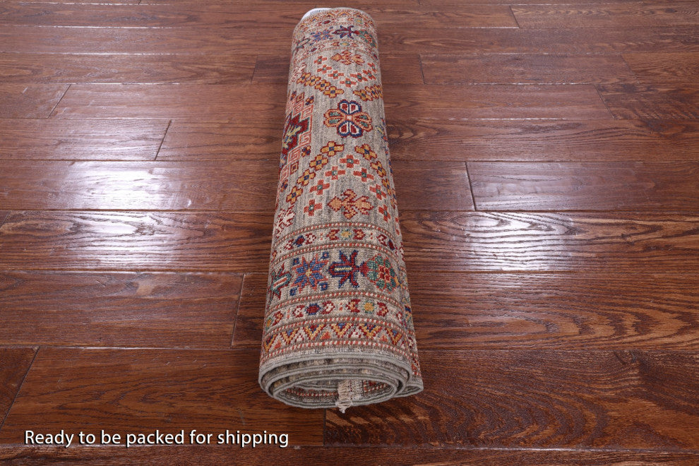 Runner Super Kazak Hand-Knotted Wool Rug 2' 7" X 9' 11" Q9819