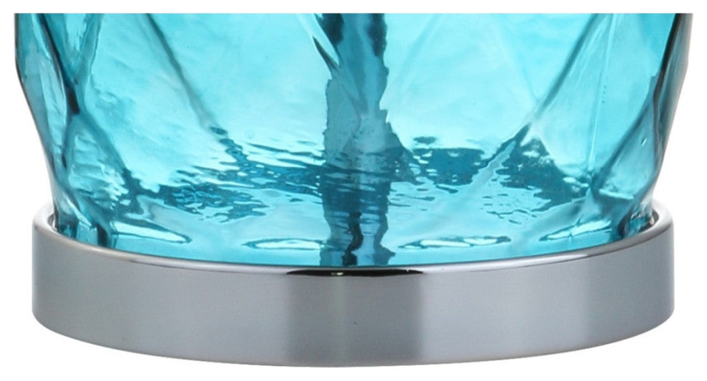 Juliette Glass, Metal LED Table Lamp, 26.5", Moroccan Blue