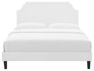 Sienna Performance Velvet Queen Platform Bed, White