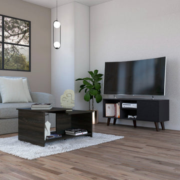 Tampa 2 Piece Living Room Set, TV Stand and Coffee Table, Black/Espresso