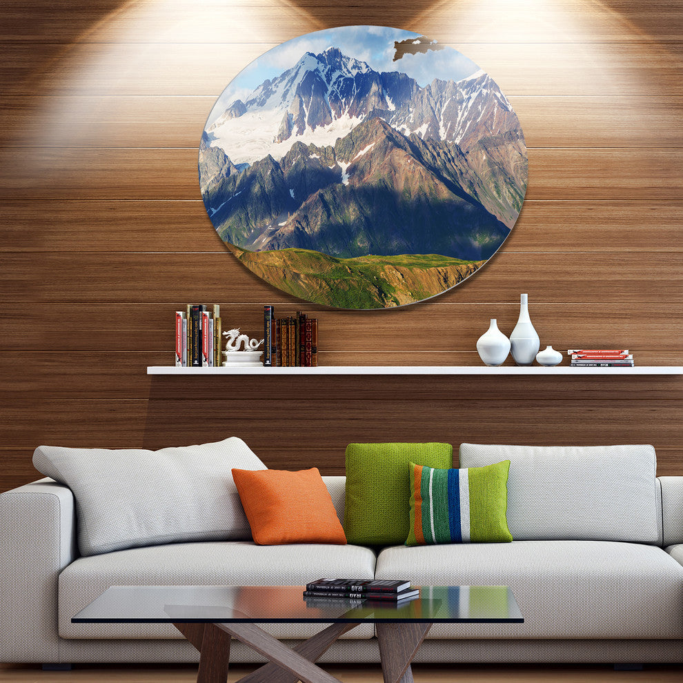 Beautiful Caucasus Mountains, Landscape Disc Metal Wall Art, 11"