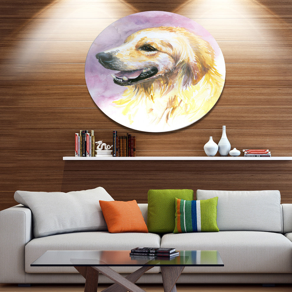 Sweet Yellow God Watercolor, Animal Large Disc Metal Wall Art, 23"