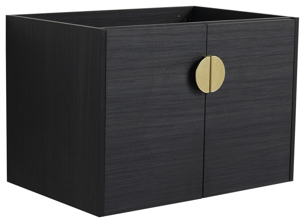 28" Plywood Wall Mounted Bath Vanity Set, Black, Ceramic Basin