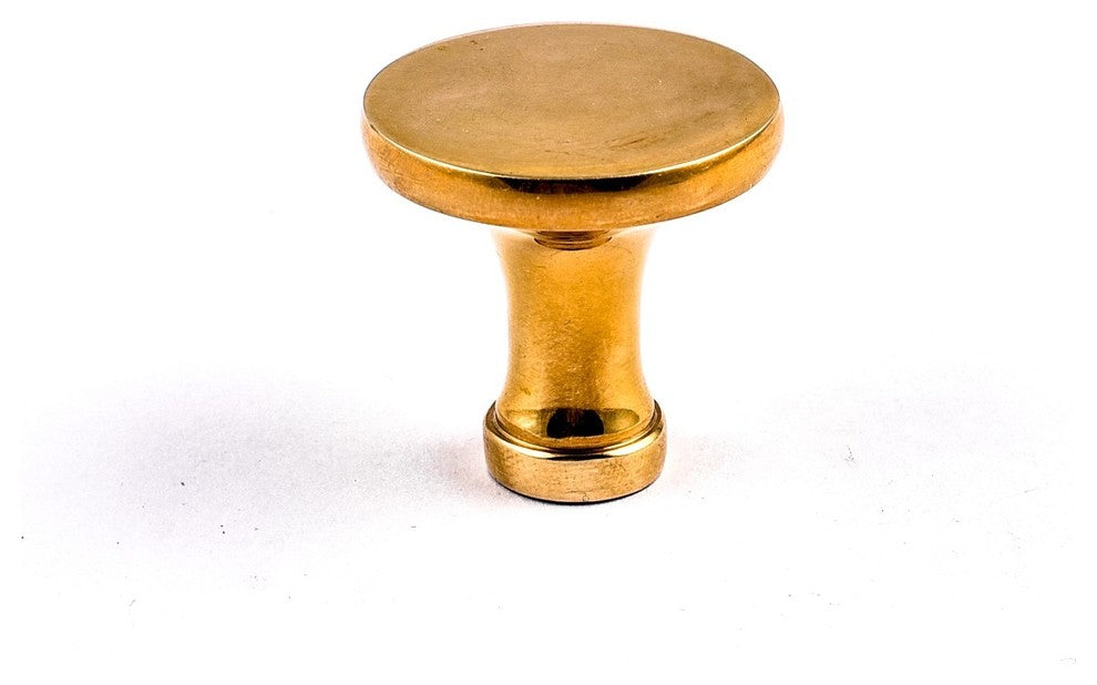 Cabinet Knob Bright Solid Brass Pedestal 1 1/4" |