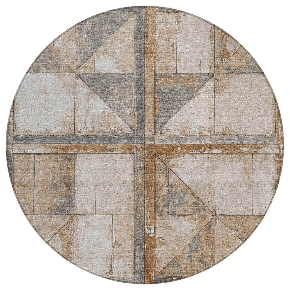 Machine Washable Indoor/Outdoor Chantille ACN1875 Copper 8' x 8' Round Rug