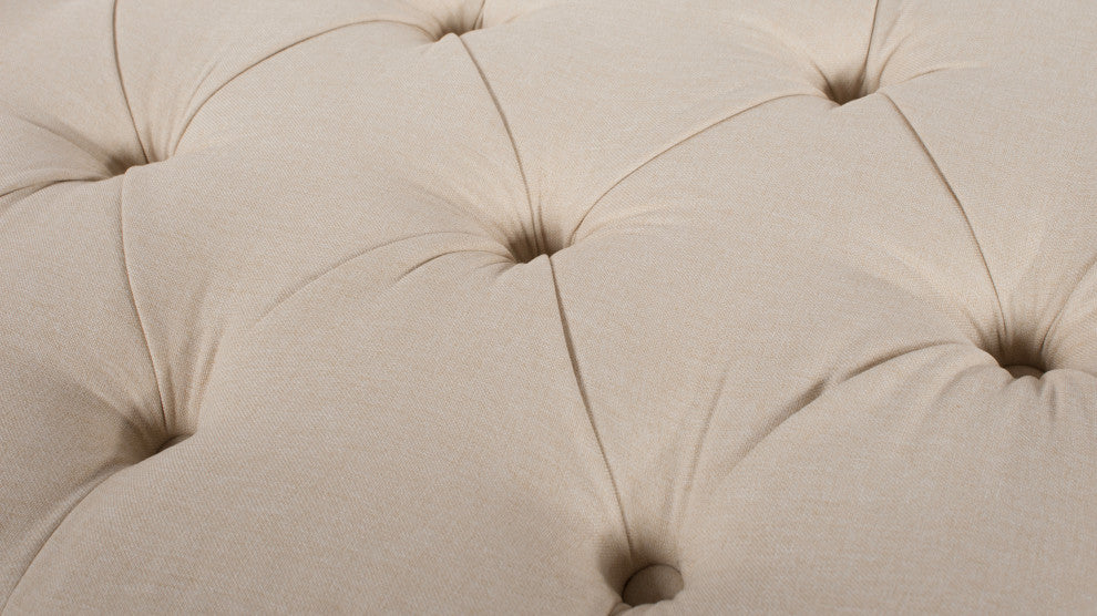 Jacqueline 58" Tufted Storage Bench, Sky Neutral Beige Polyester