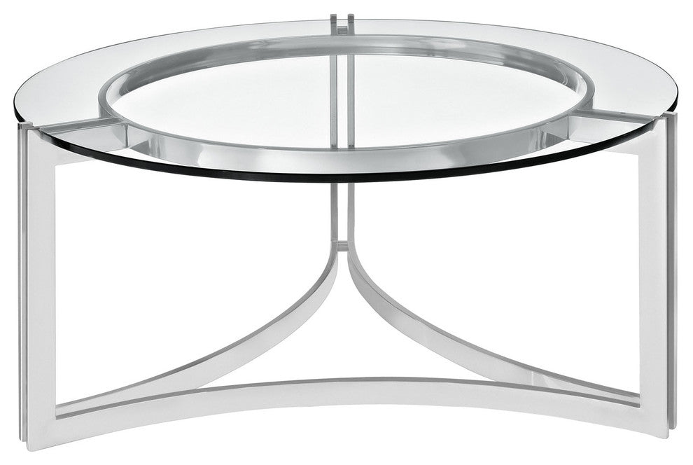 Modern Contemporary Living Room Stainless Steel Glass Coffee Table Silver
