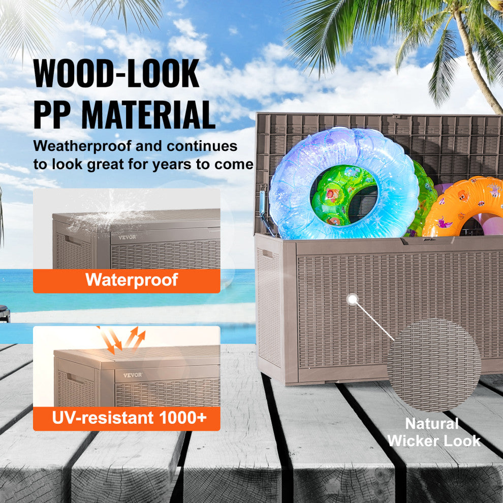VEVOR Deck Box Indoor Outdoor Storage Box 100 Gallon Resin for Cushions Toys