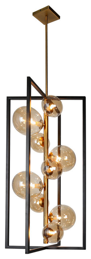 Gladius 9-Light Pendant, Matte Black and Vintage Bronze