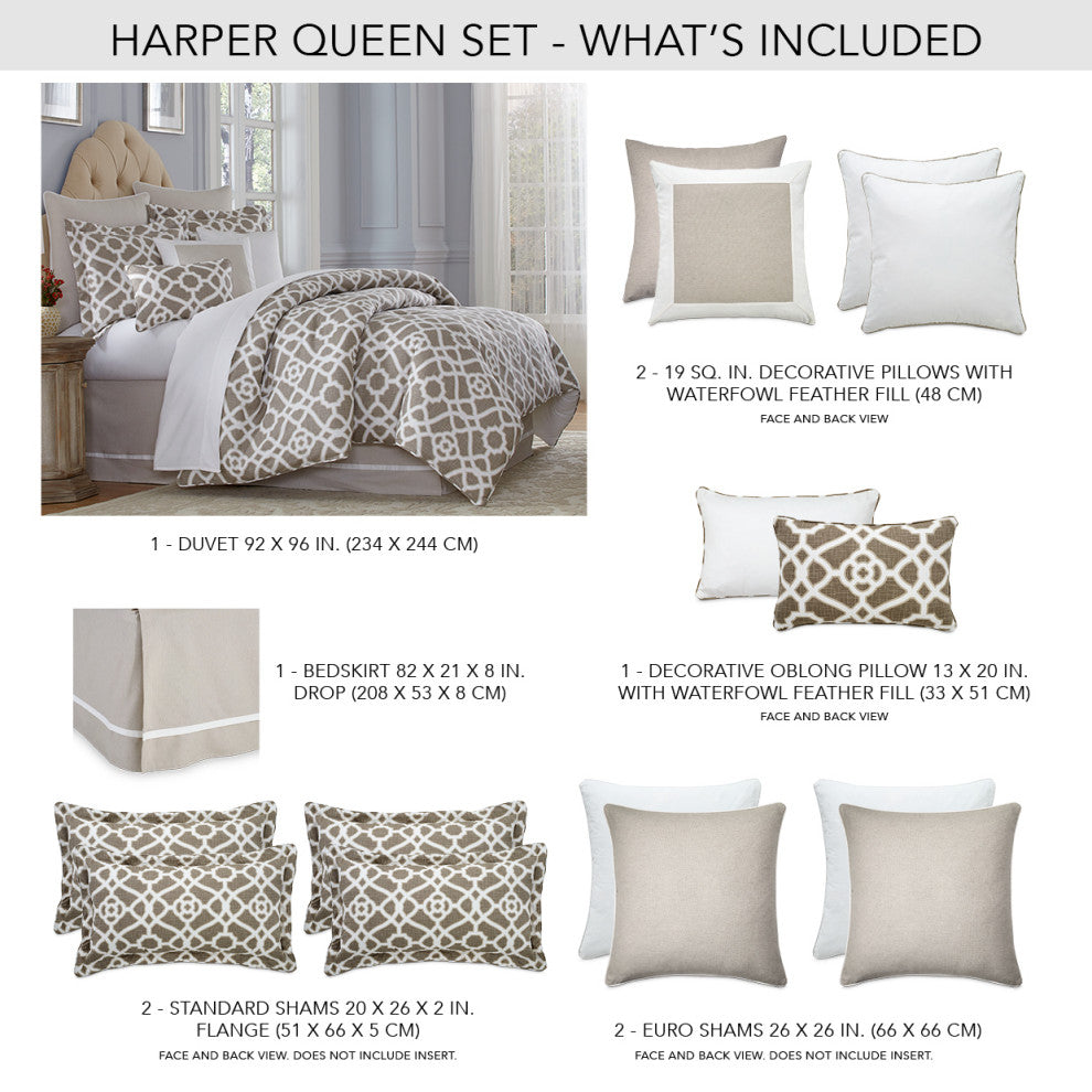 Aico Amini Harper 9 pc Queen Comforter Set in Natural