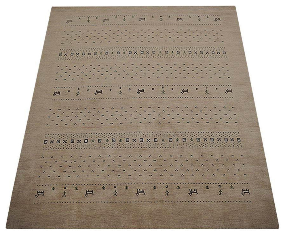 HAND KNOTTED LOOM WOOL ECO-FRIENDLY AREA RUGS - Rectangle, Beige, Contemporary