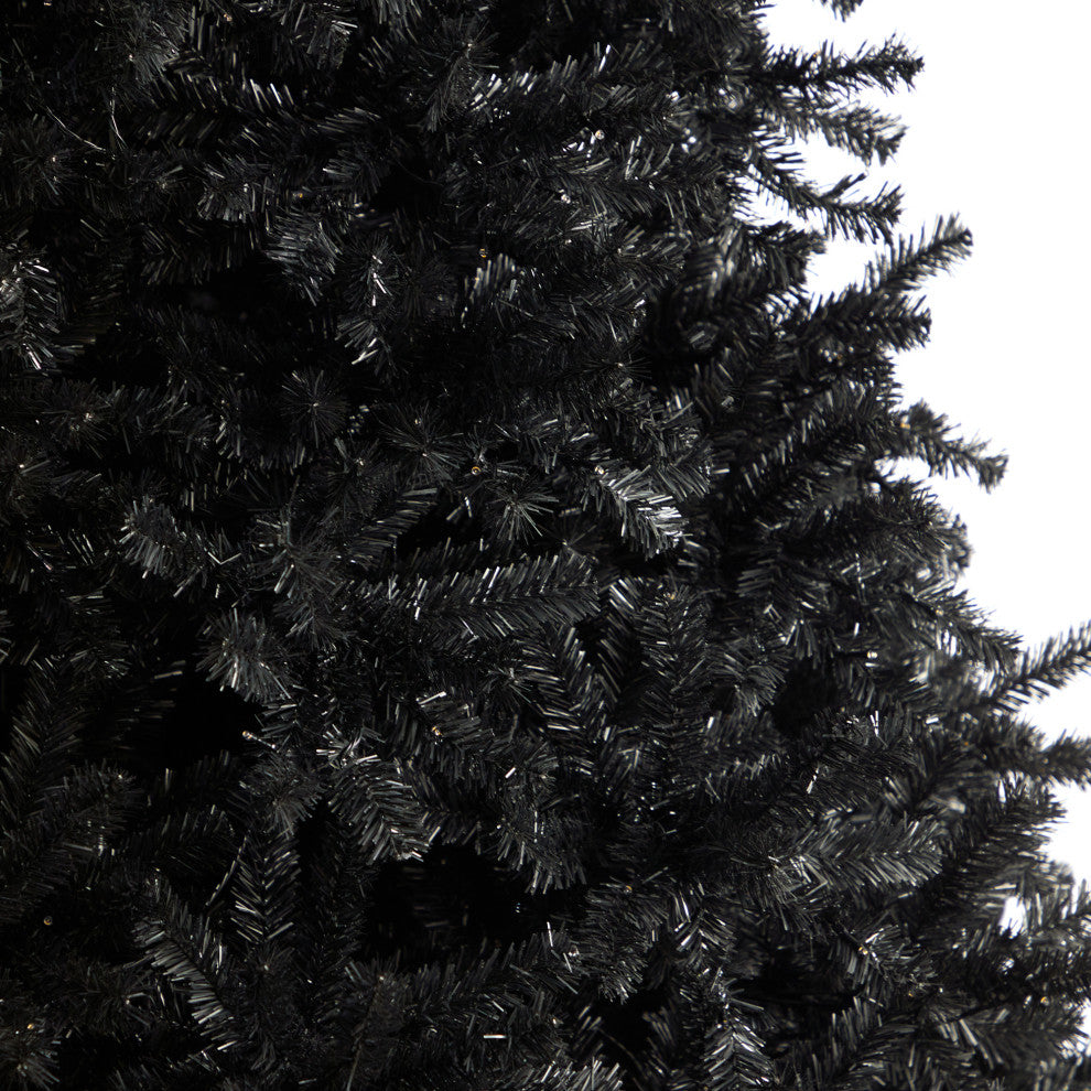 10' Black Artificial Christmas Tree With 950 Clear LED Lights and 3056 Tips