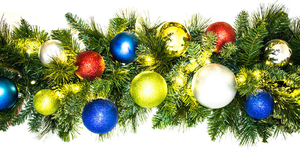 9' Blended Pine Garland Decorated With The Fiesta Ornament