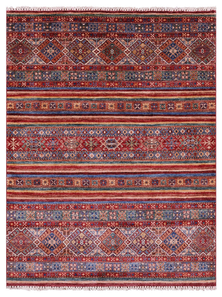 5' 1" X 6' 8" Super Kazak Khorjin Handmade Rug Q10458