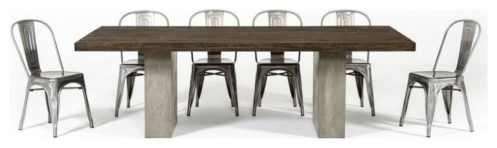 Modrest Renzo Modern Oak and Concrete Dining Table, Large