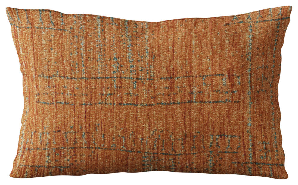 Plutus Orange Lux Geometric Luxury Throw Pillow, 20"x36"