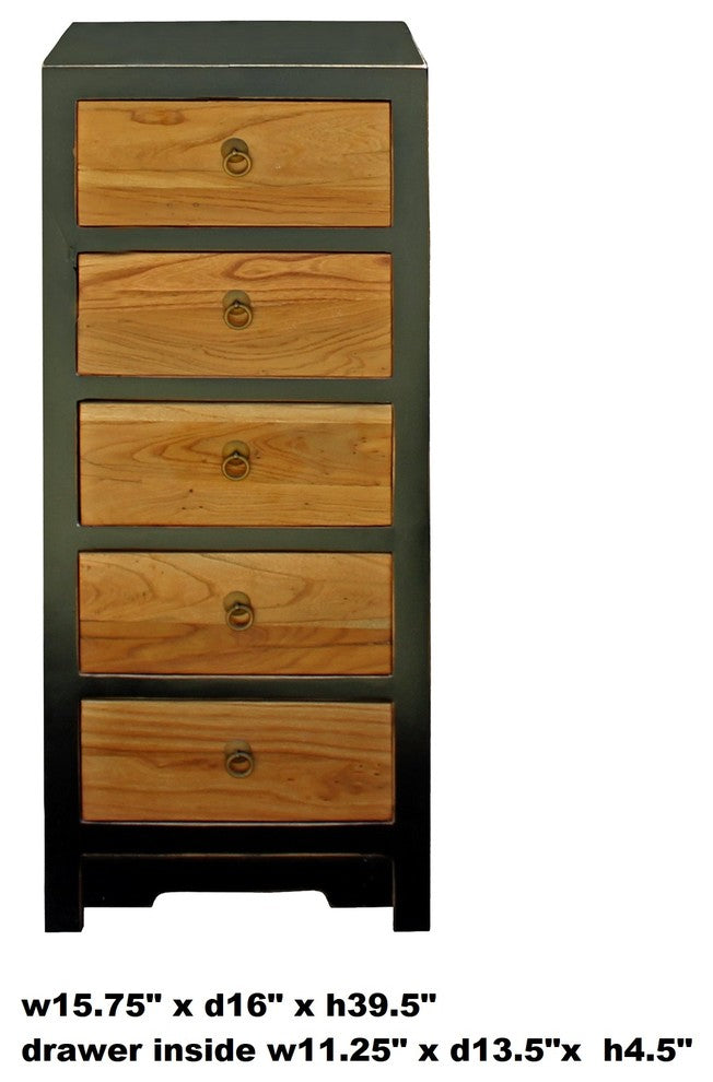 Black & Brown Five Drawers Slim Chest of Drawers Cabinet Hcs4184