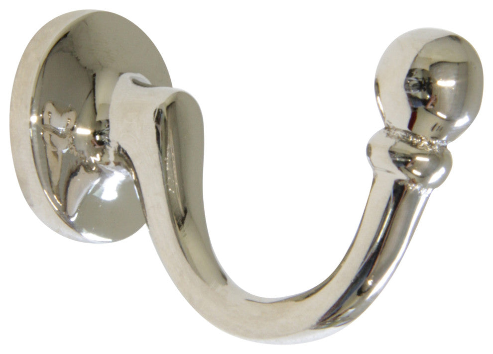 RCH Decorative Brass Wall Hook, 2 Inch, Various Finishes, Polished Nickel, 2 Inc