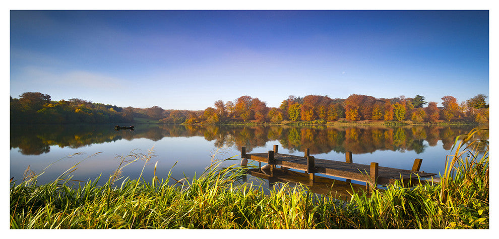 Still Waters of Fall Lake, Landscape Canvas Art Print, 60"x28"