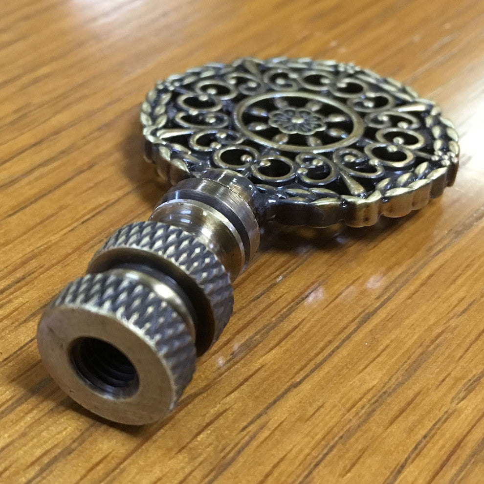Royal Designs Mandala Filigree Finial, Antique Brass, Single