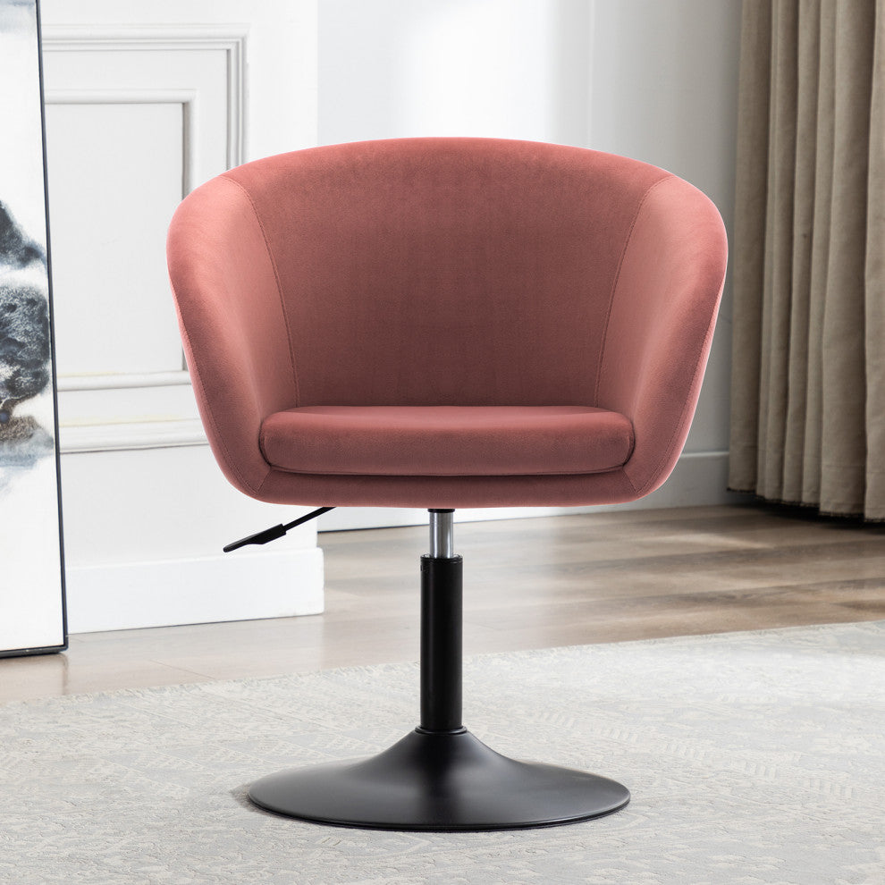 Minimalist Swivel Barrel Chair, Pink-Velvet